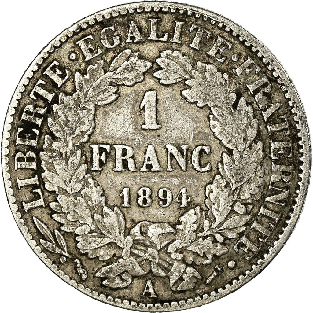 Moneta, Francia, Cérès, Franc, 1894, Paris, MB, Argento, KM:822.1