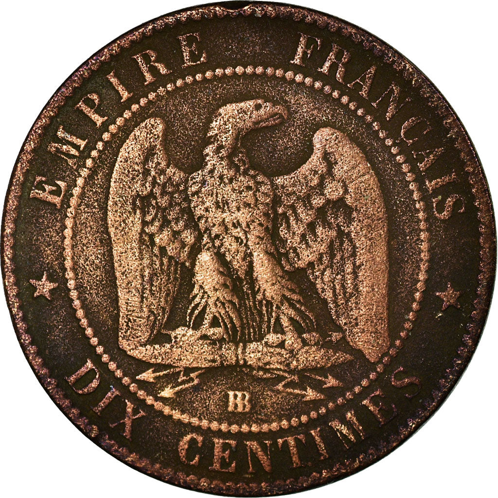 Coin, France, Napoleon III,10 Centimes, 1857, Strasbourg, F(12-15), KM 771.3