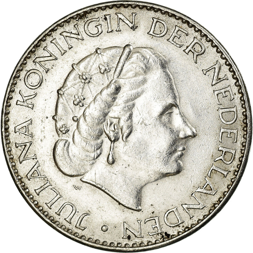 Coin, Netherlands, Juliana, Gulden, 1963, AU(55-58), Silver, KM:184