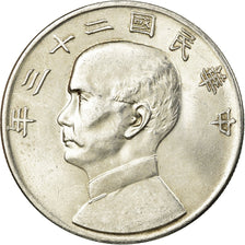 Moeda, CHINA, REPÚBLICA DA, Dollar, Yuan, 1934, AU(55-58), Prata, KM:345
