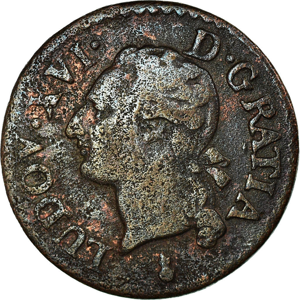 Moneda, Francia, Louis XVI, Liard, Liard, 1786, Metz, BC+, Cobre, KM:585.2