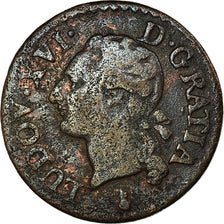 Moneda, Francia, Louis XVI, Liard, Liard, 1786, Metz, BC+, Cobre, KM:585.2