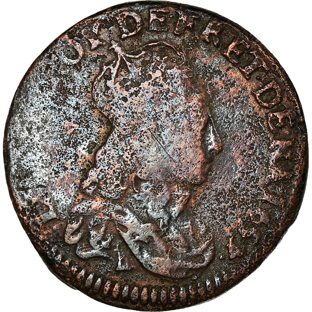 Münze, Frankreich, Louis XIV, Liard de France, 1657, Lusignan, SGE+, Kupfer