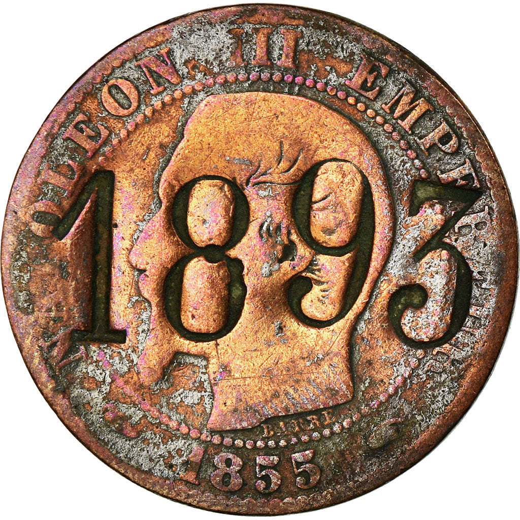 Coin, France, Napoleon III, 5 Centimes, 1855, Paris, Satirique, VG(8-10)