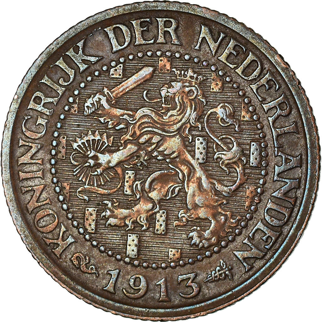 Coin, Netherlands, Wilhelmina I, 2-1/2 Cent, 1913, EF(40-45), Bronze, KM:150