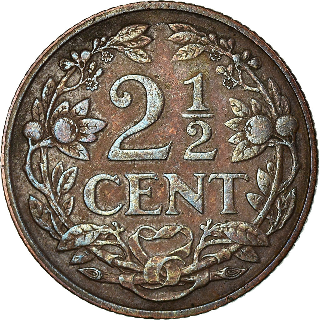 Coin, Netherlands, Wilhelmina I, 2-1/2 Cent, 1913, EF(40-45), Bronze, KM:150