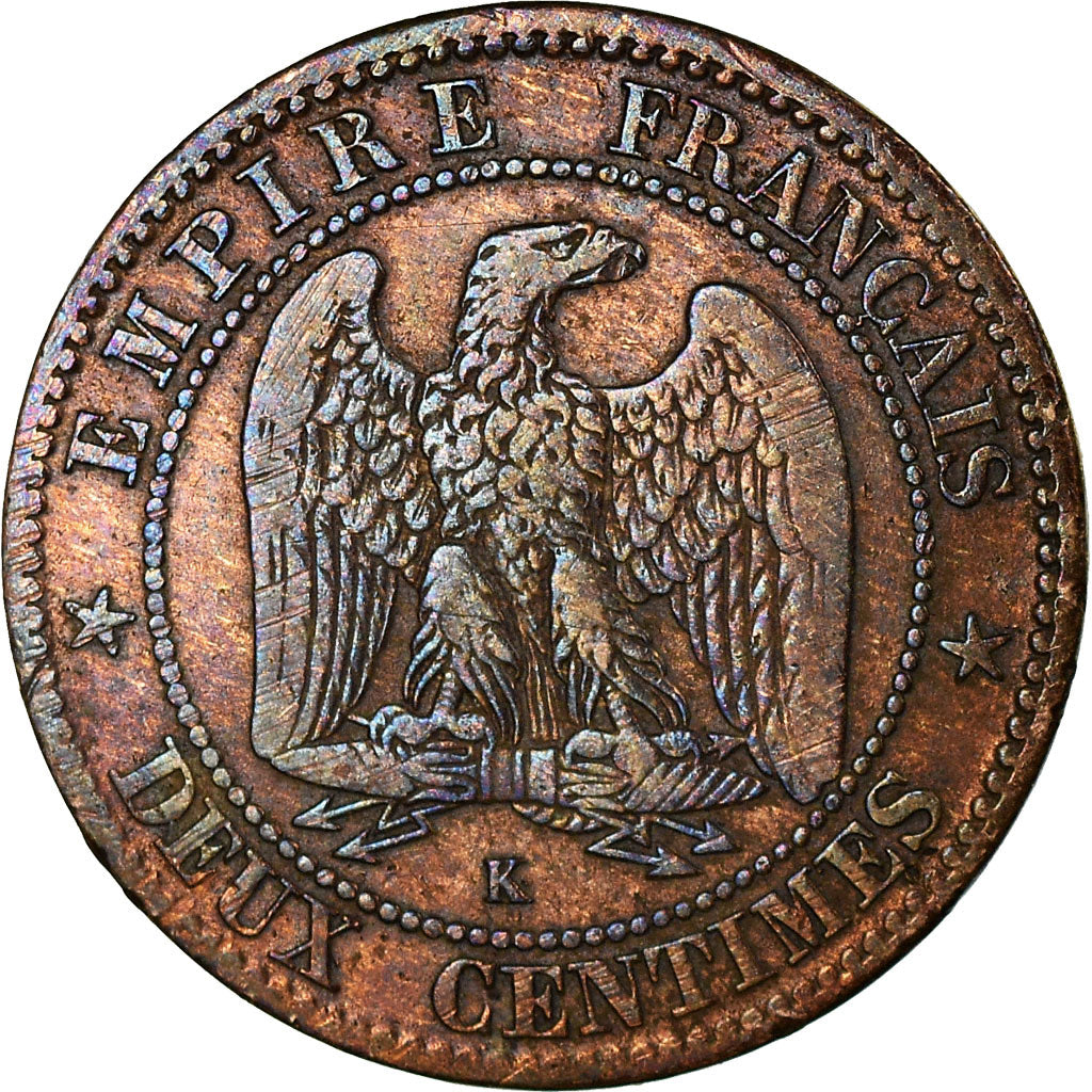 Moeda, França, Napoleon III, 2 Centimes, 1862, Bordeaux, EF(40-45)