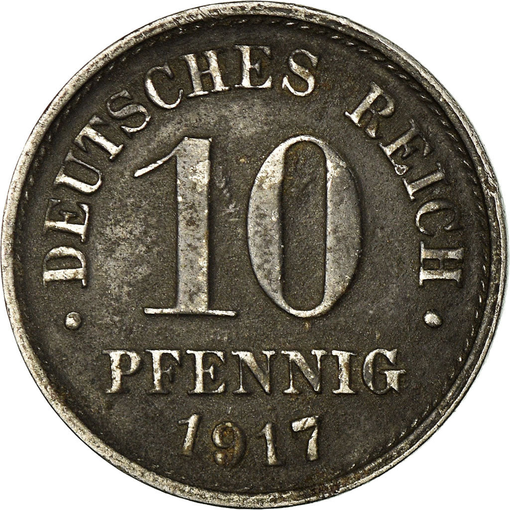 Münze, GERMANY - EMPIRE, 10 Pfennig, 1917, Karlsruhe, SS, Iron, KM:20