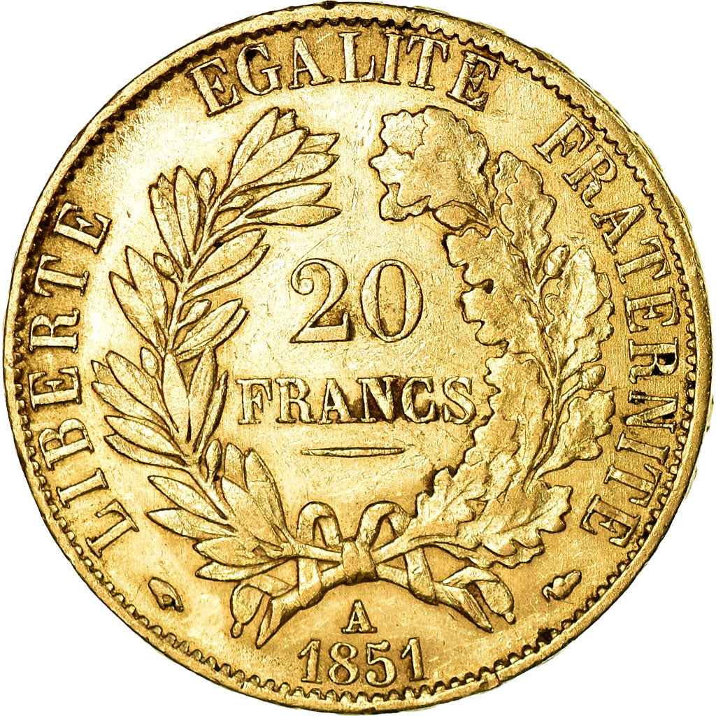 Coin, France, Cérès, 20 Francs, 1851, Paris, AU(50-53), Gold, KM:762