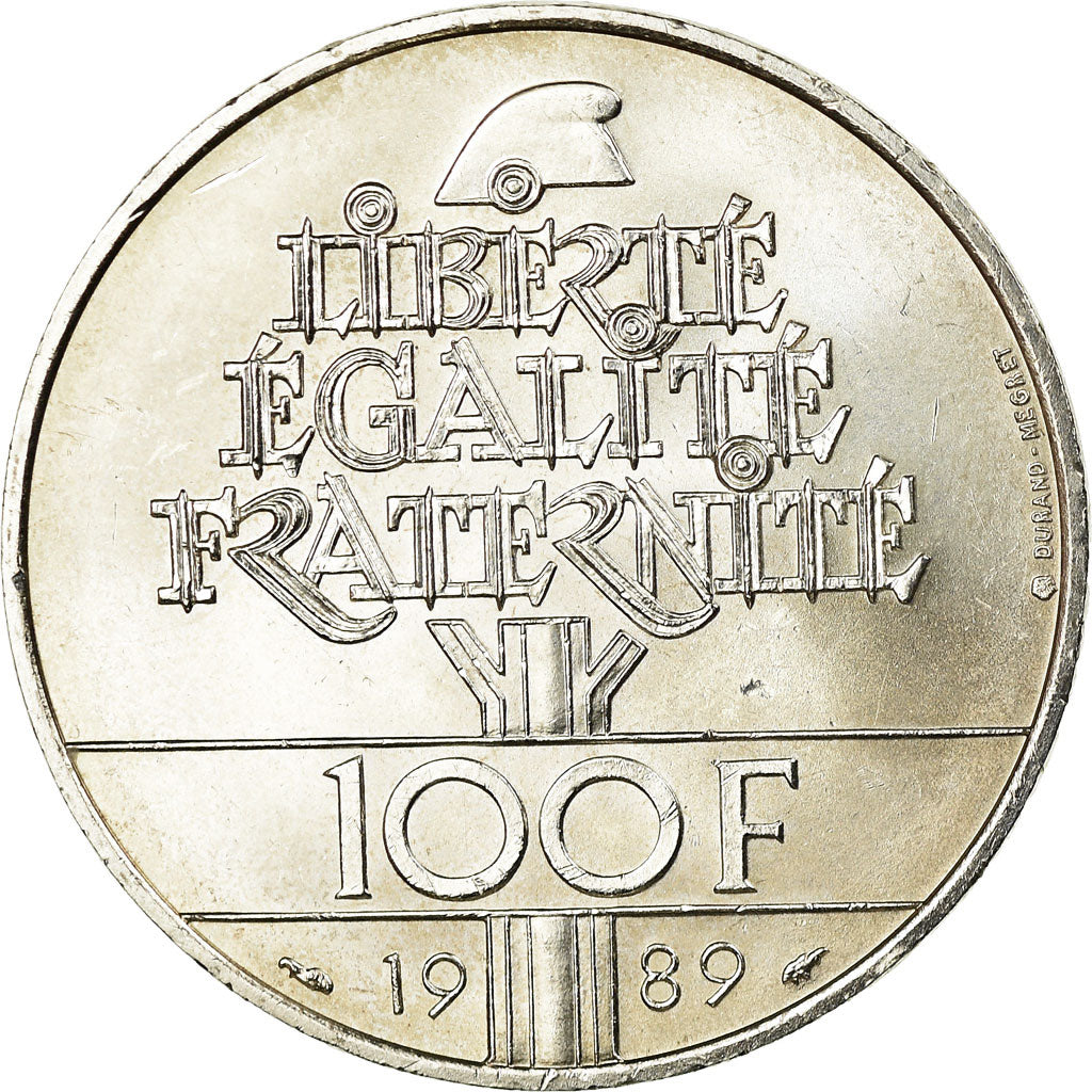 Coin, France, Droits de l'Homme, 100 Francs, 1989, AU(55-58), Silver, KM:970