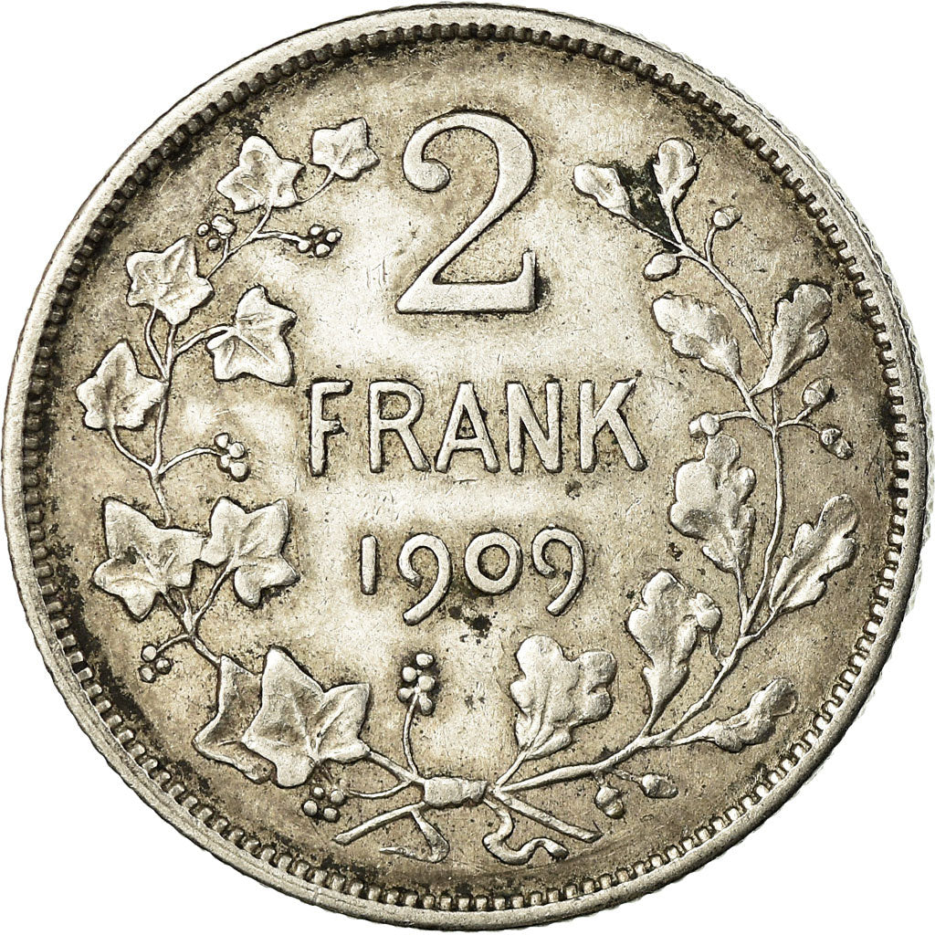 Moneta, Belgia, 2 Francs, 2 Frank, 1909, EF(40-45), Srebro, KM:59