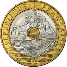 Coin, France, Mont Saint Michel, 20 Francs, 1995, AU(50-53), Tri-Metallic