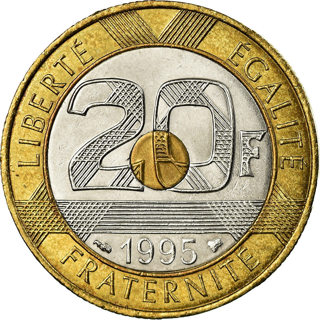 Coin, France, Mont Saint Michel, 20 Francs, 1995, AU(50-53), Tri-Metallic