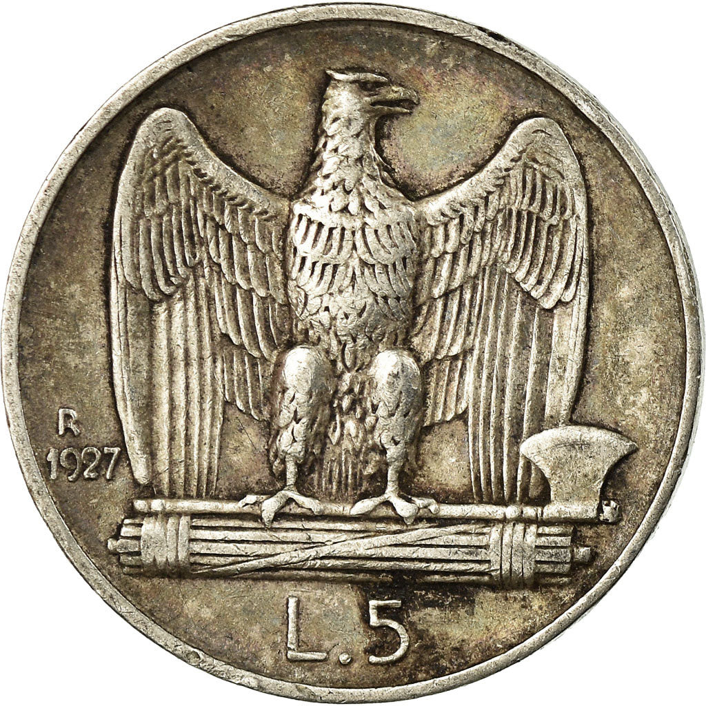Coin, Italy, Vittorio Emanuele III, 5 Lire, 1927, Rome, EF(40-45),Silver,KM 67.1