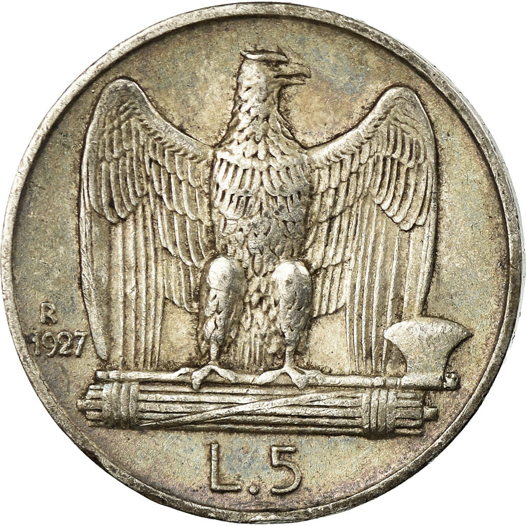 Coin, Italy, Vittorio Emanuele III, 5 Lire, 1927, Rome, EF(40-45),Silver,KM 67.1