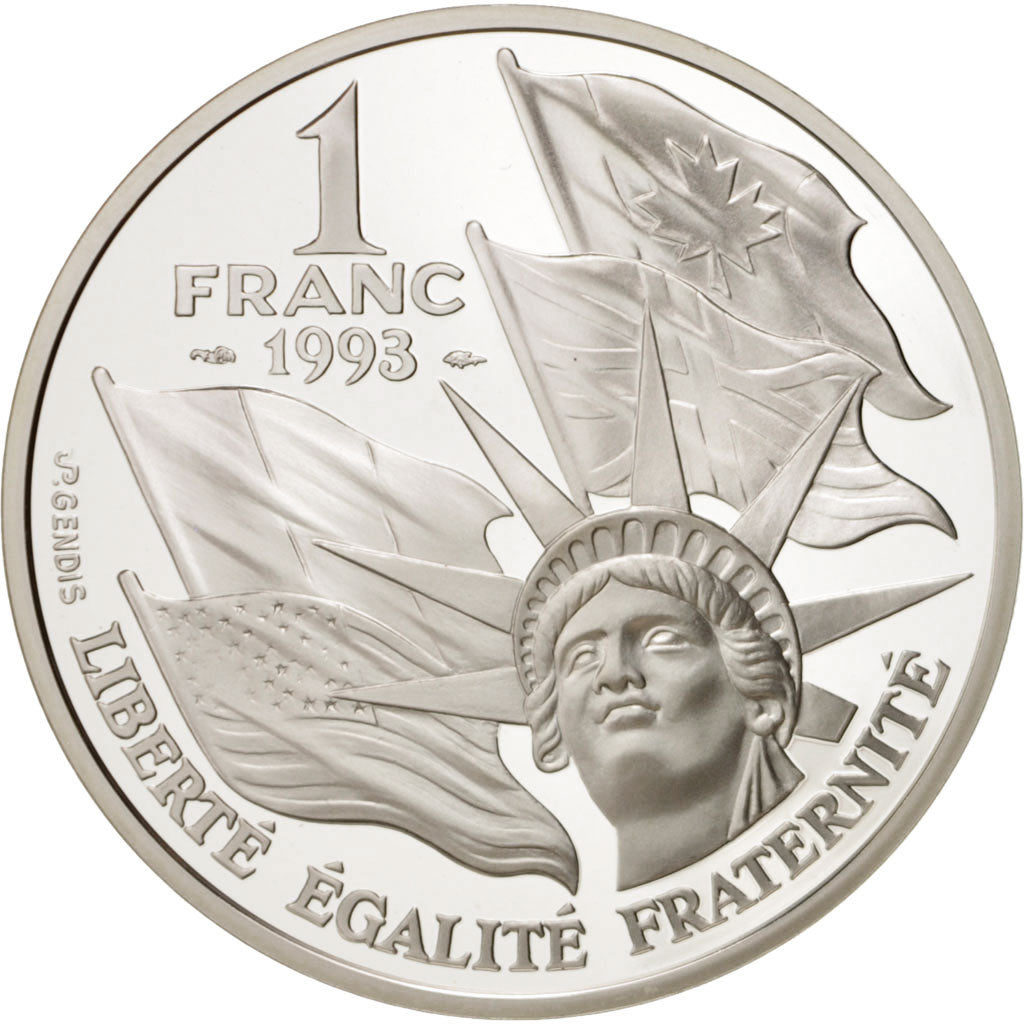 FRANCE, Franc, 1993, KM #1014, MS(65-70), Silver, 22.20