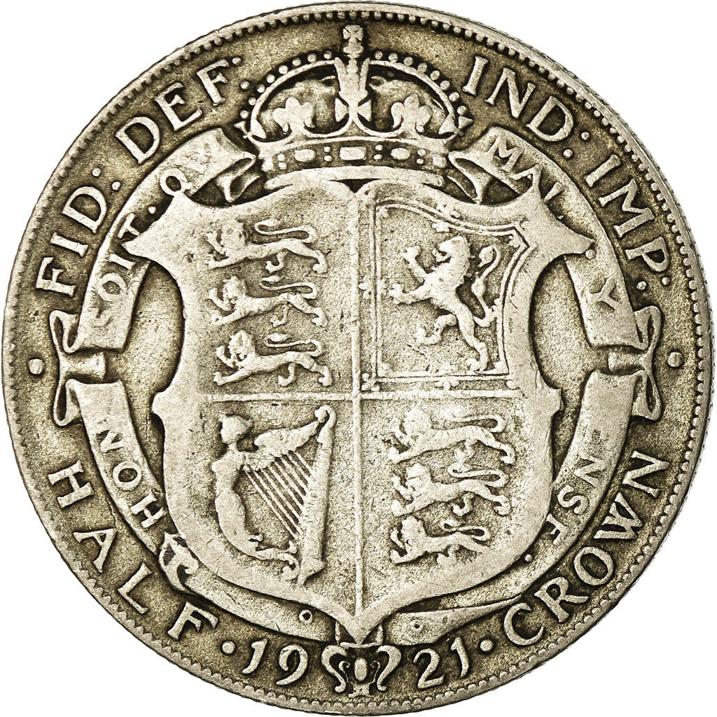 Coin, Great Britain, George V, 1/2 Crown, 1921, VF(30-35), Silver, KM:818.1a