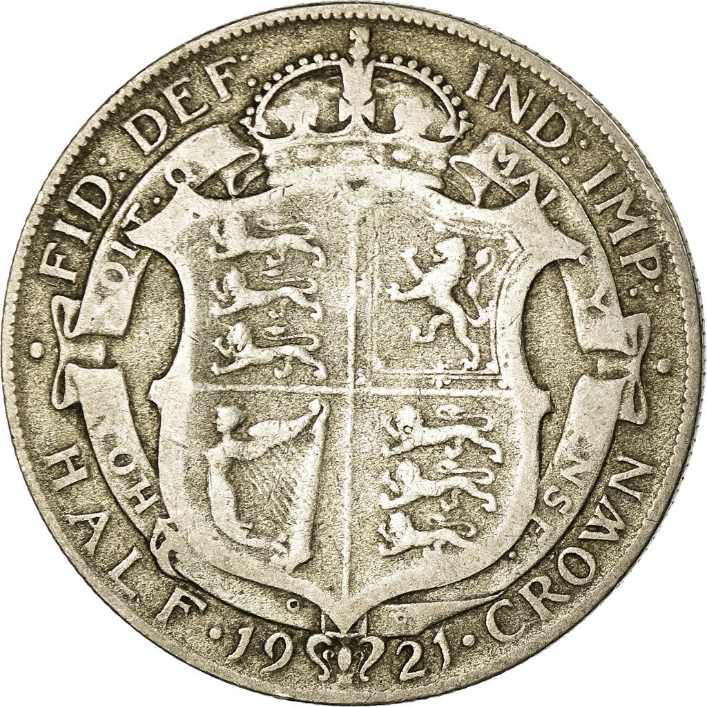 Coin, Great Britain, George V, 1/2 Crown, 1921, VF(20-25), Silver, KM:818.1a
