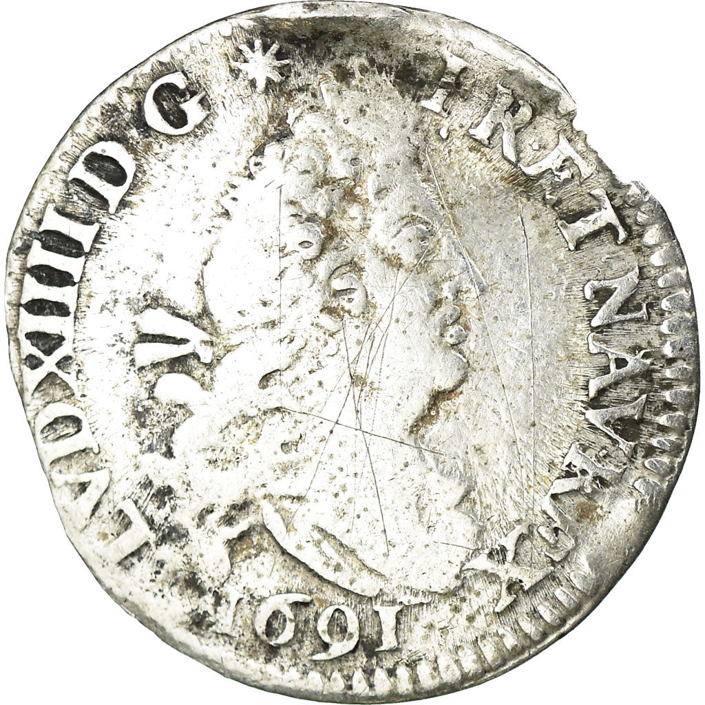 Münze, Frankreich, Louis XIV, 4 Sols aux 2 L, 1691, Paris, S