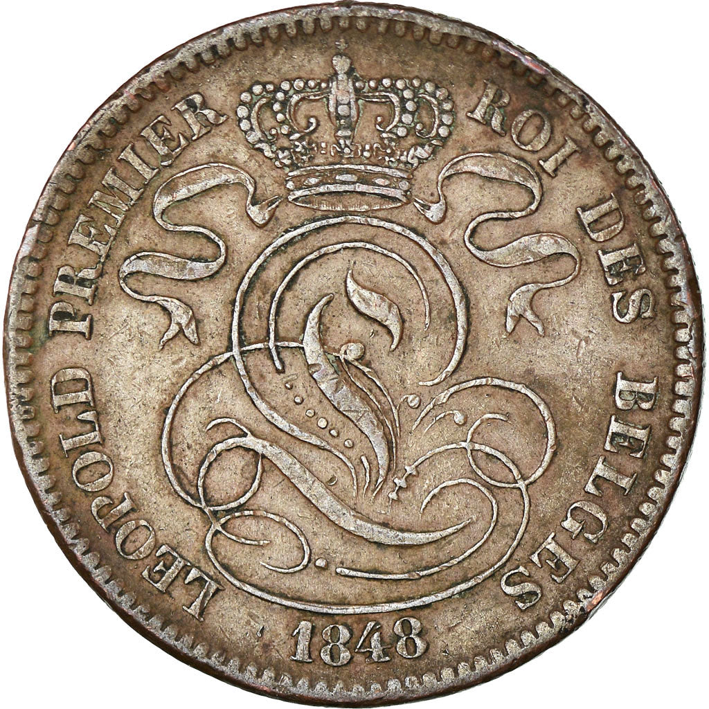 Coin, Belgium, Leopold I, 10 Centimes, 1848, EF(40-45), Copper, KM:2.1
