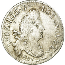 Monnaie, France, Louis XIV, 4 Sols aux 2 L, 1691, Riom, TB+, Gad 106