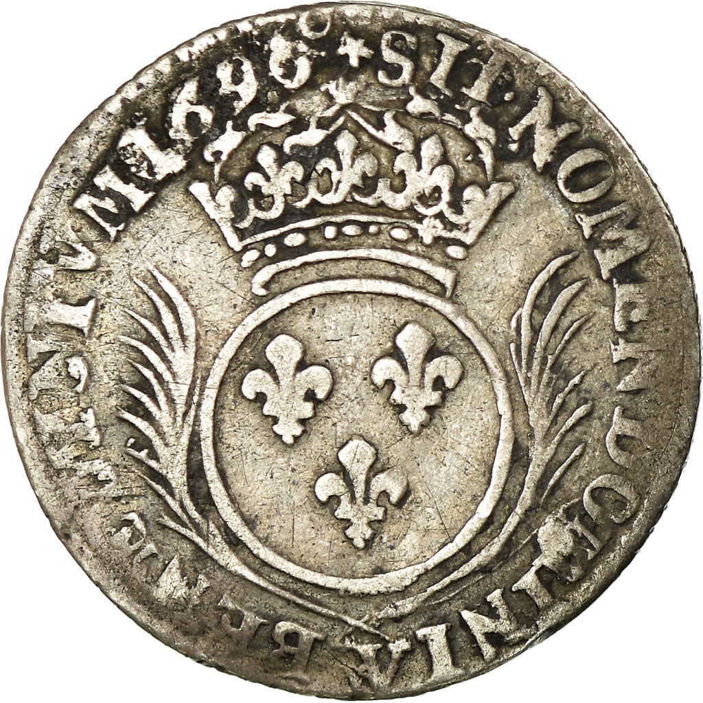 Moneta, Francja, 1/12 ECU, 10 Sols, 1696, Lille, F(12-15), Srebro