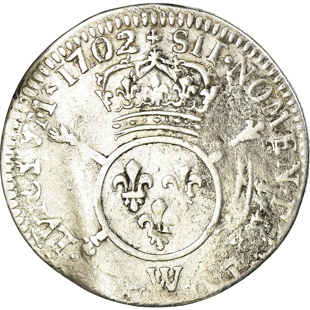 Moneta, Francia, Louis XIV, 1/12 Écu aux insignes, 1702, B+