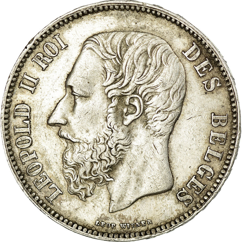 Coin, Belgium, Leopold II, 5 Francs, 5 Frank, 1868, EF(40-45), Silver, KM:24