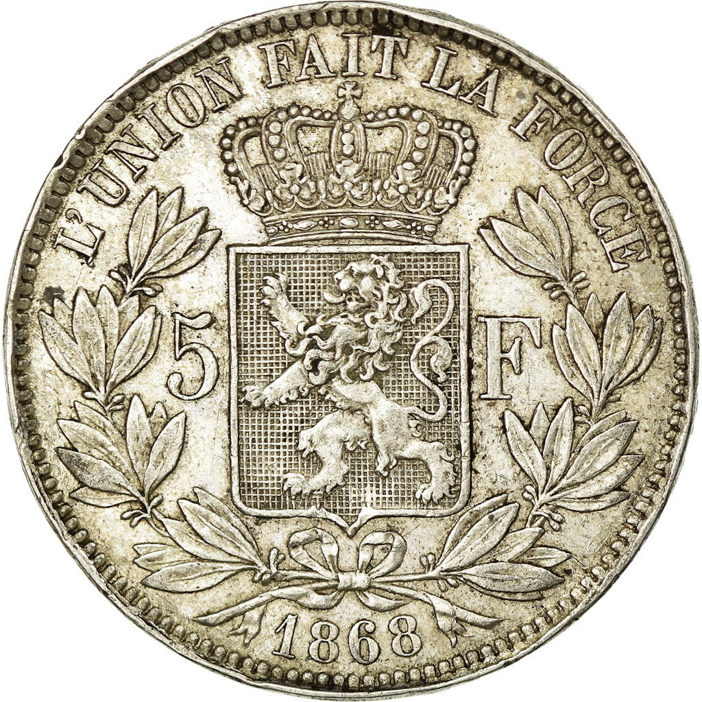 Coin, Belgium, Leopold II, 5 Francs, 5 Frank, 1868, EF(40-45), Silver, KM:24