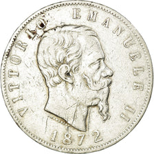Coin, Italy, Vittorio Emanuele II, 5 Lire, 1872, Milan, EF(40-45), Silver,KM 8.3