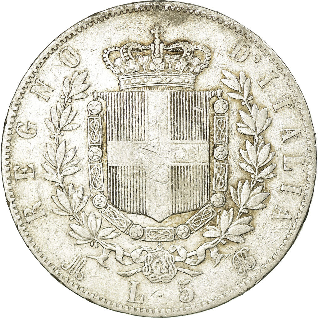 Coin, Italy, Vittorio Emanuele II, 5 Lire, 1872, Milan, EF(40-45), Silver,KM 8.3