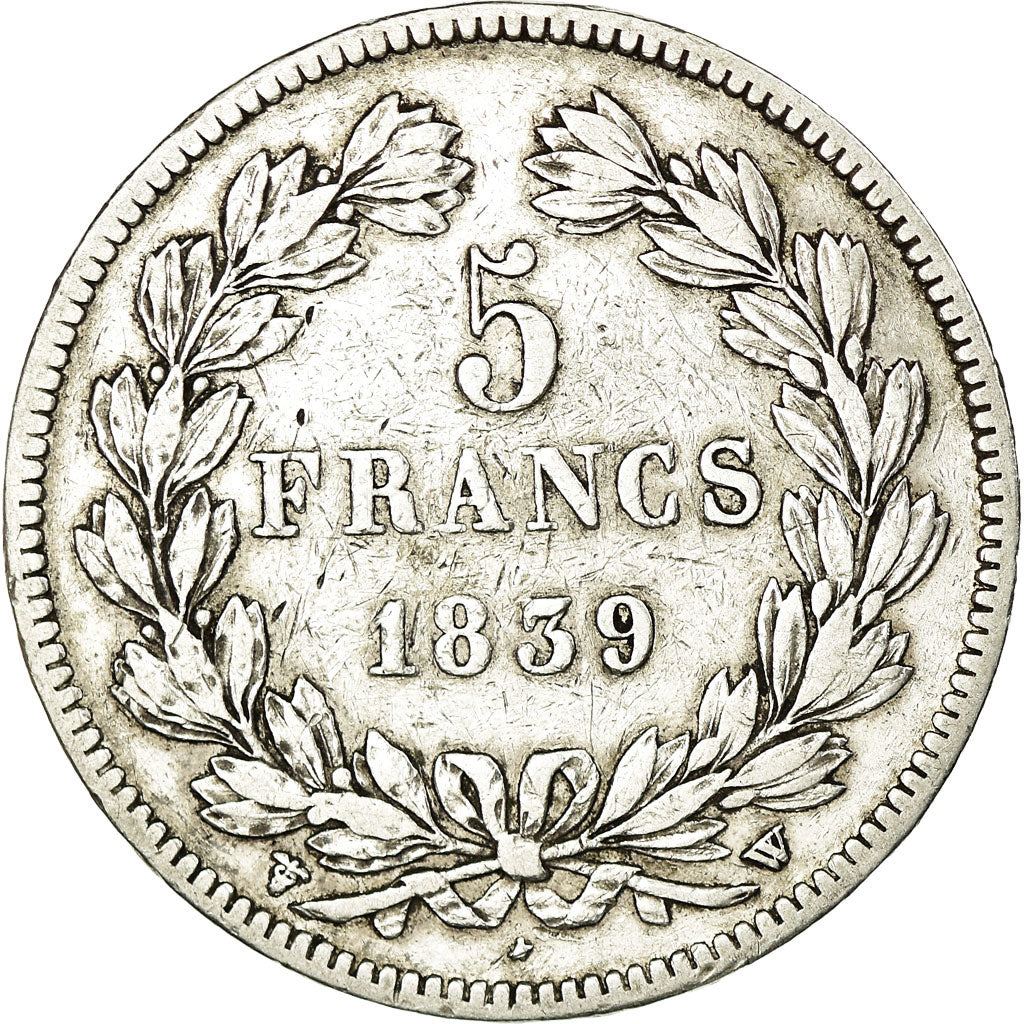 Munten, Frankrijk, Louis-Philippe, 5 Francs, 1839, Lille, FR+, Zilver