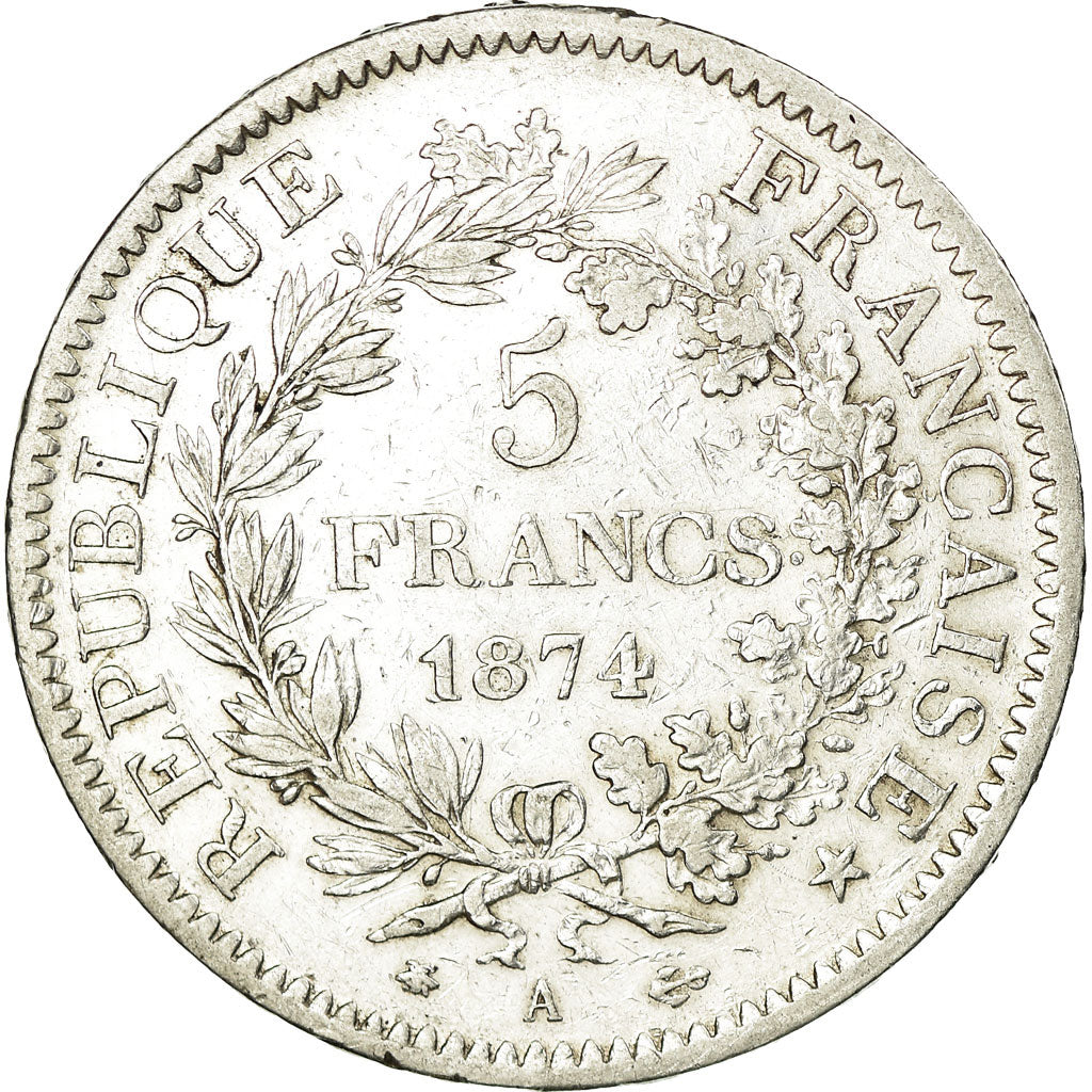 Coin, France, Hercule, 5 Francs, 1874, Paris, EF(40-45), Silver, KM:820.1