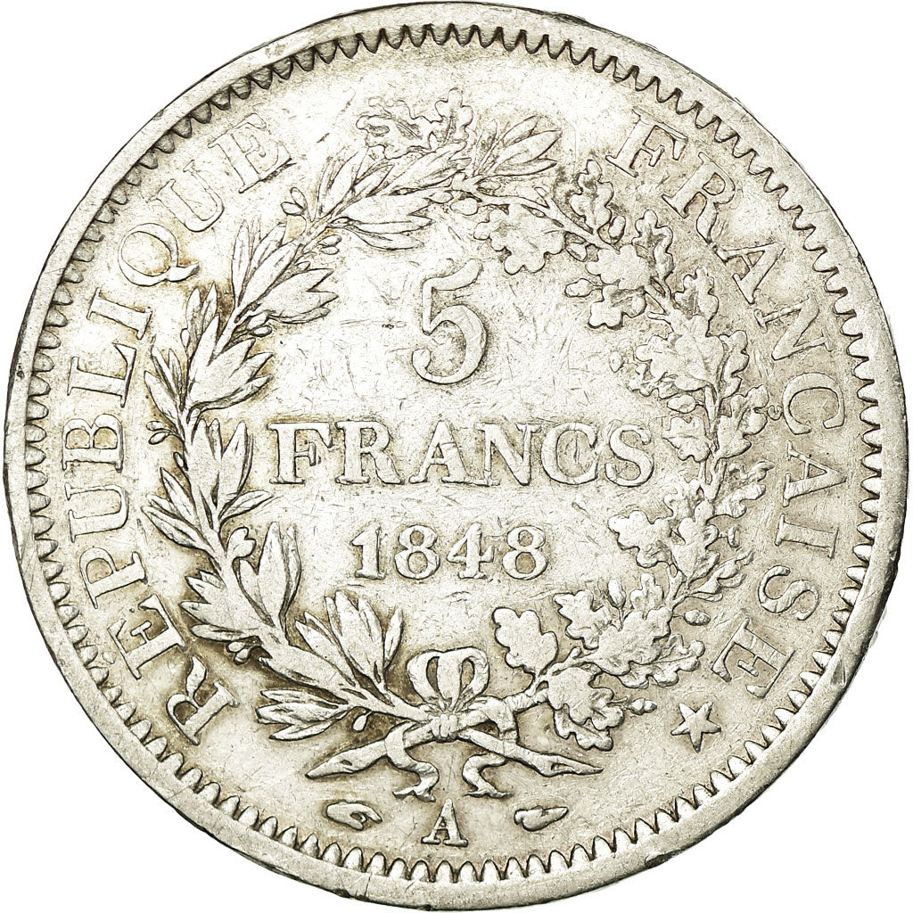 Münze, Frankreich, Hercule, 5 Francs, 1848, Paris, S+, Silber, KM:756.1