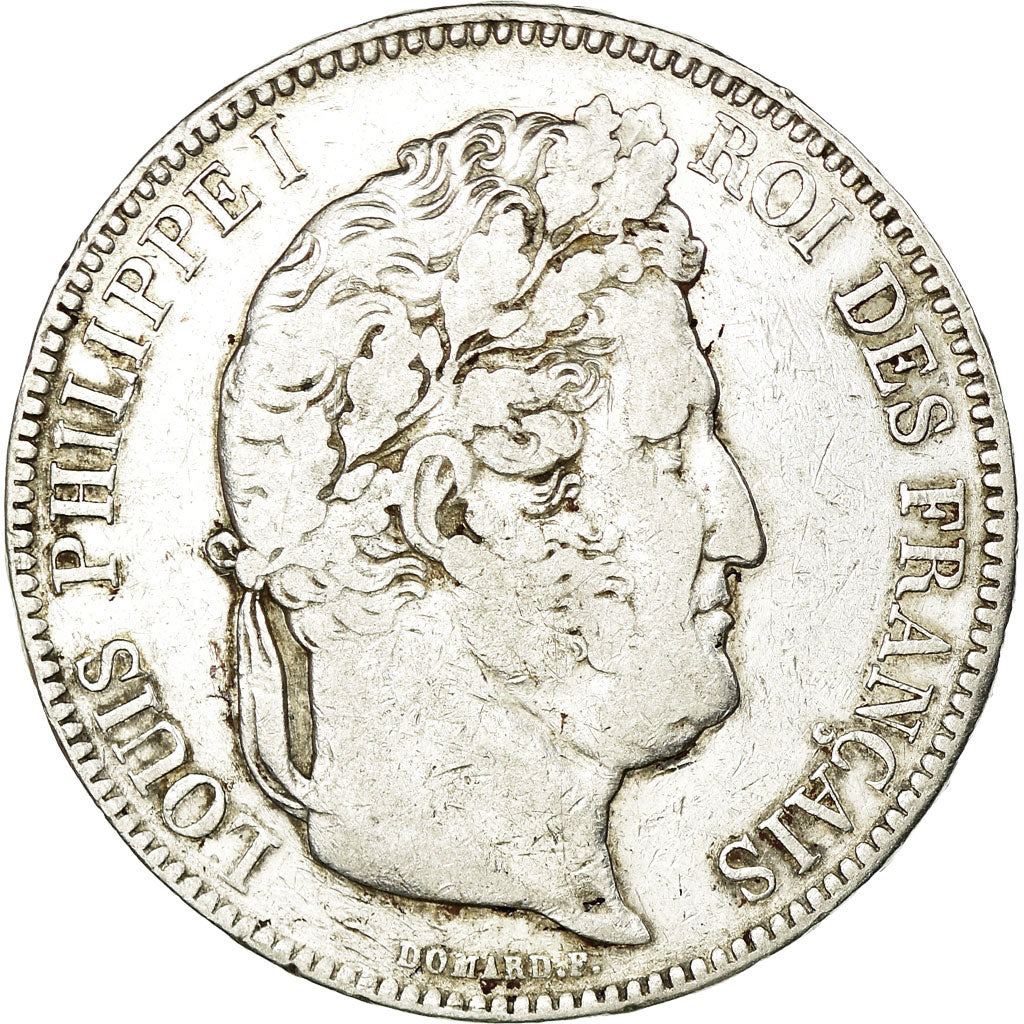 Moneta, Francia, Louis-Philippe, 5 Francs, 1843, Lille, MB+, Argento, KM:749.13