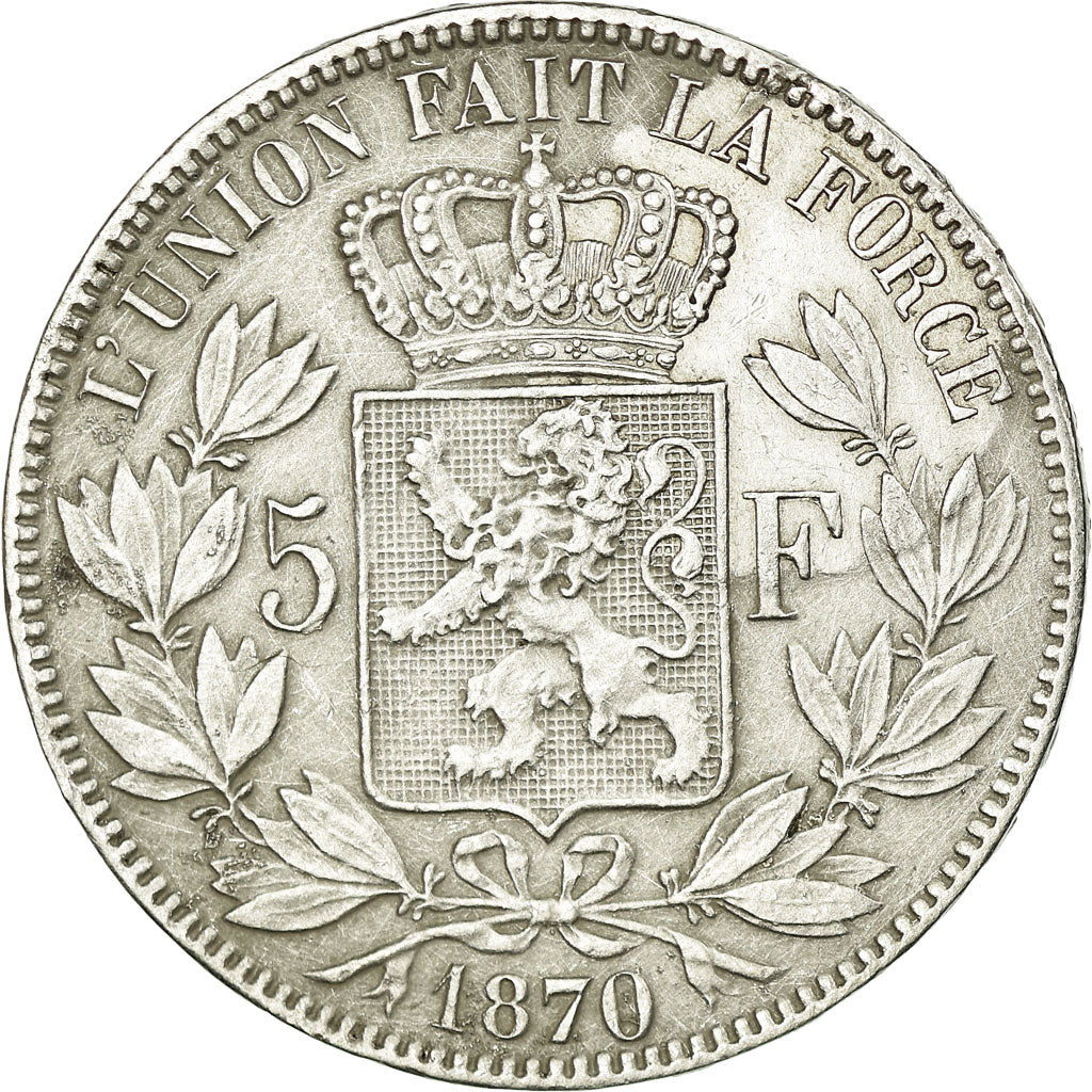 Coin, Belgium, Leopold II, 5 Francs, 5 Frank, 1870, EF(40-45), Silver, KM:24