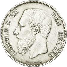 Coin, Belgium, Leopold II, 5 Francs, 5 Frank, 1867, Variety, EF(40-45), Silver