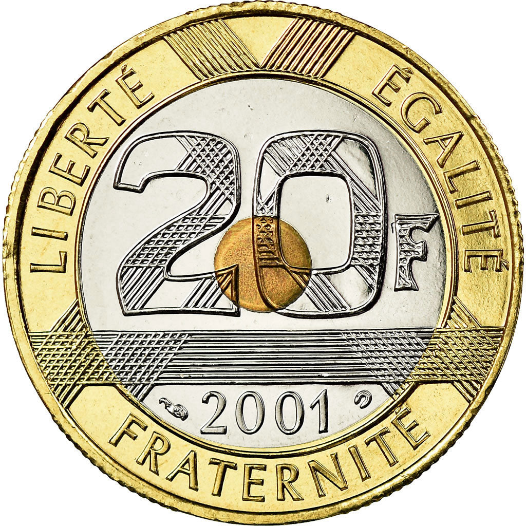 Coin, France, 20 Francs, 2001, Paris, MS(65-70), Tri-Metallic, Gadoury:871