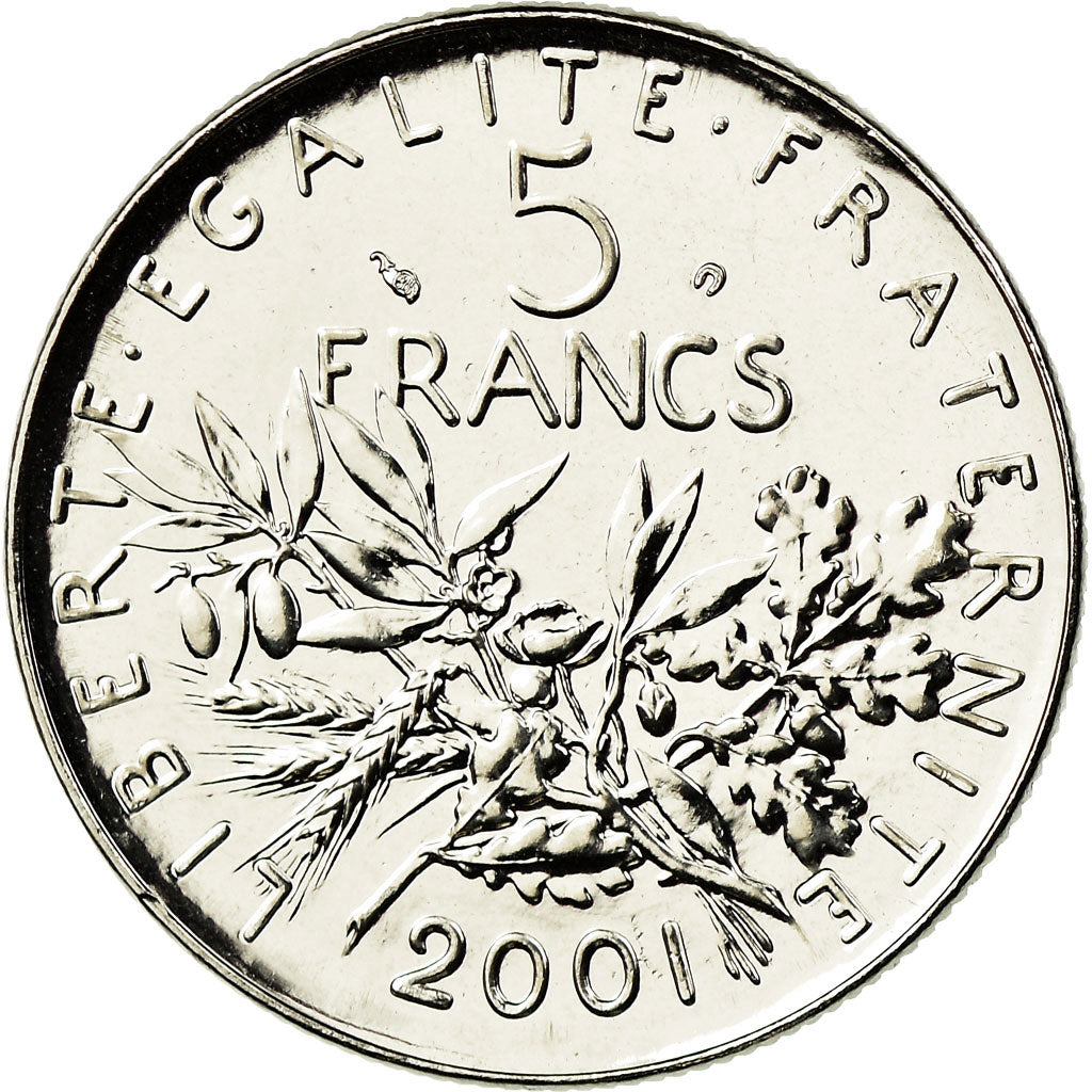 Coin, France, Semeuse, 5 Francs, 2001, Paris, MS(65-70), Nickel Clad, KM 926a.1