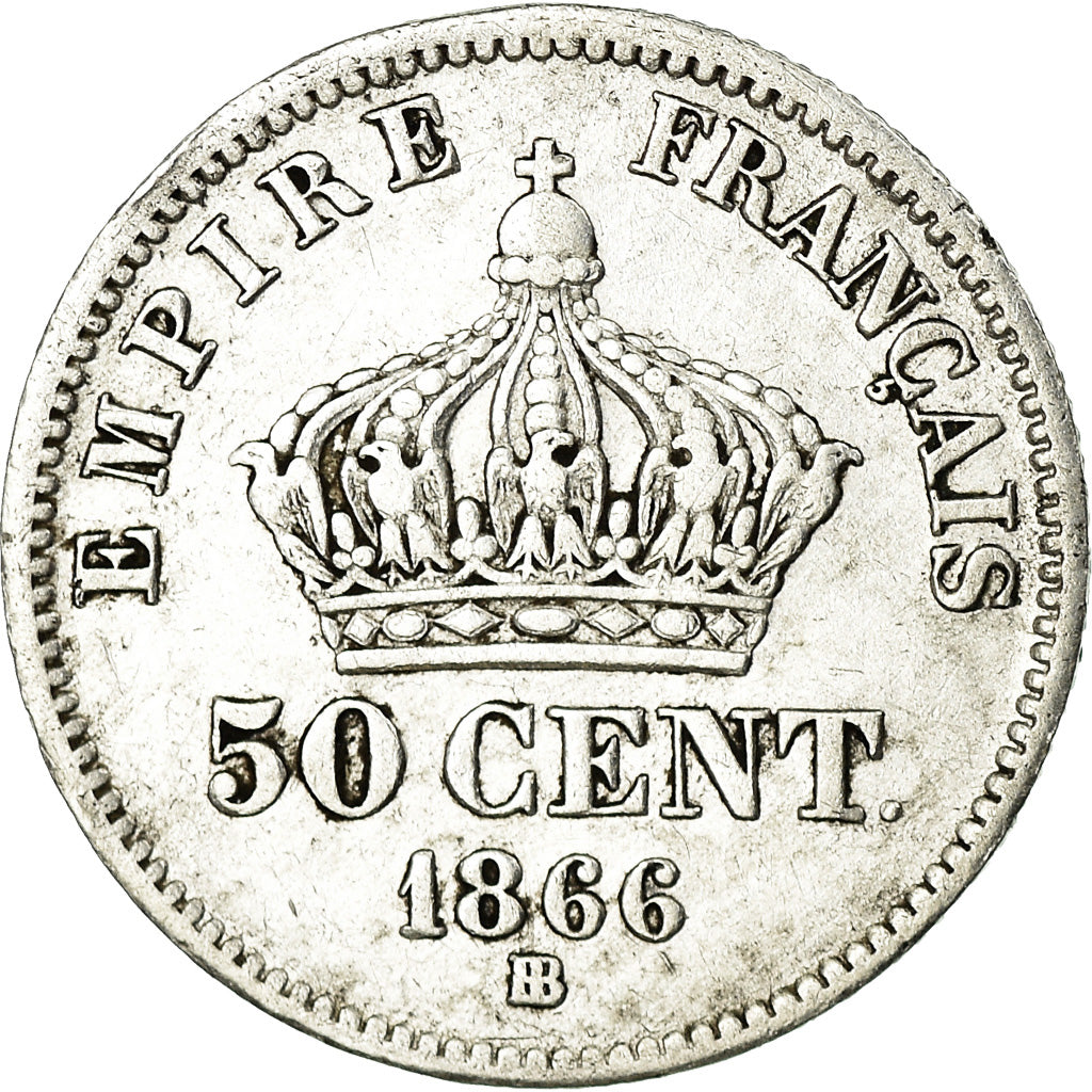 Munten, Frankrijk, Napoleon III, 50 Centimes, 1866, Strasbourg, ZF