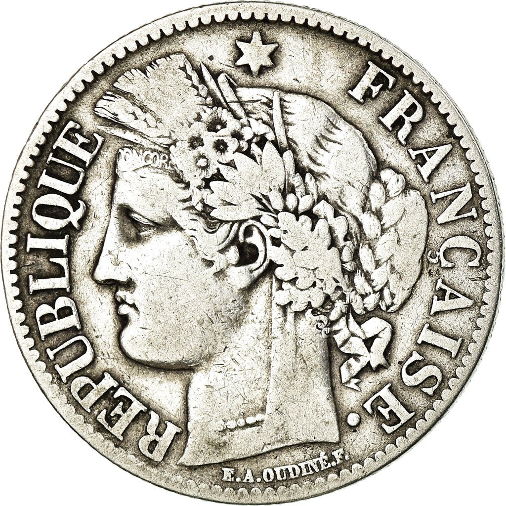 Coin, France, Cérès, 2 Francs, 1872, Bordeaux, VF(30-35), Silver, KM:817.2