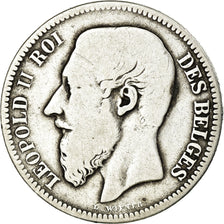 Moneta, Belgio, Leopold II, 2 Francs, 2 Frank, 1866, MB, Argento, KM:30.1