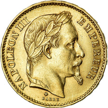 Moeda, França, Napoleon III, 20 Francs, 1870, Strasbourg, AU(50-53)