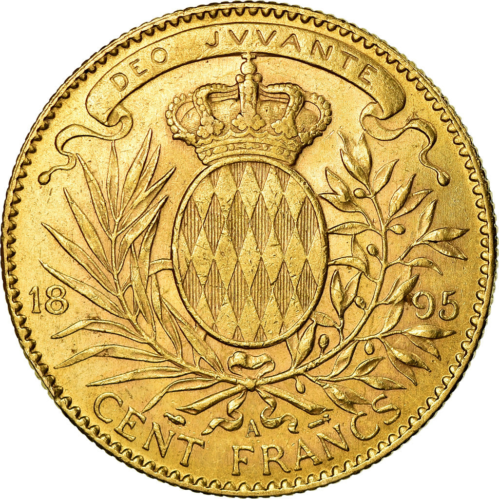 Coin, Monaco, Albert I, 100 Francs, Cent, 1895, Paris, AU(50-53), Gold, KM:105