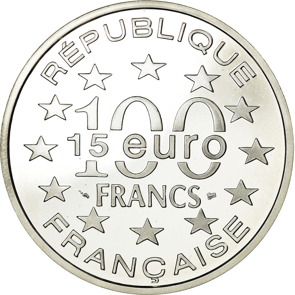 Coin, France, 100 Francs-15 Euro, 1997, Proof, MS(65-70), Silver, KM:1174