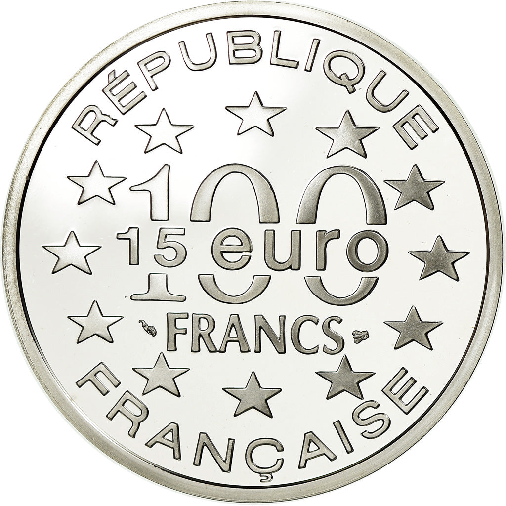 Coin, France, 100 Francs-15 Euro, 1996, Proof, MS(65-70), Silver, KM:1156