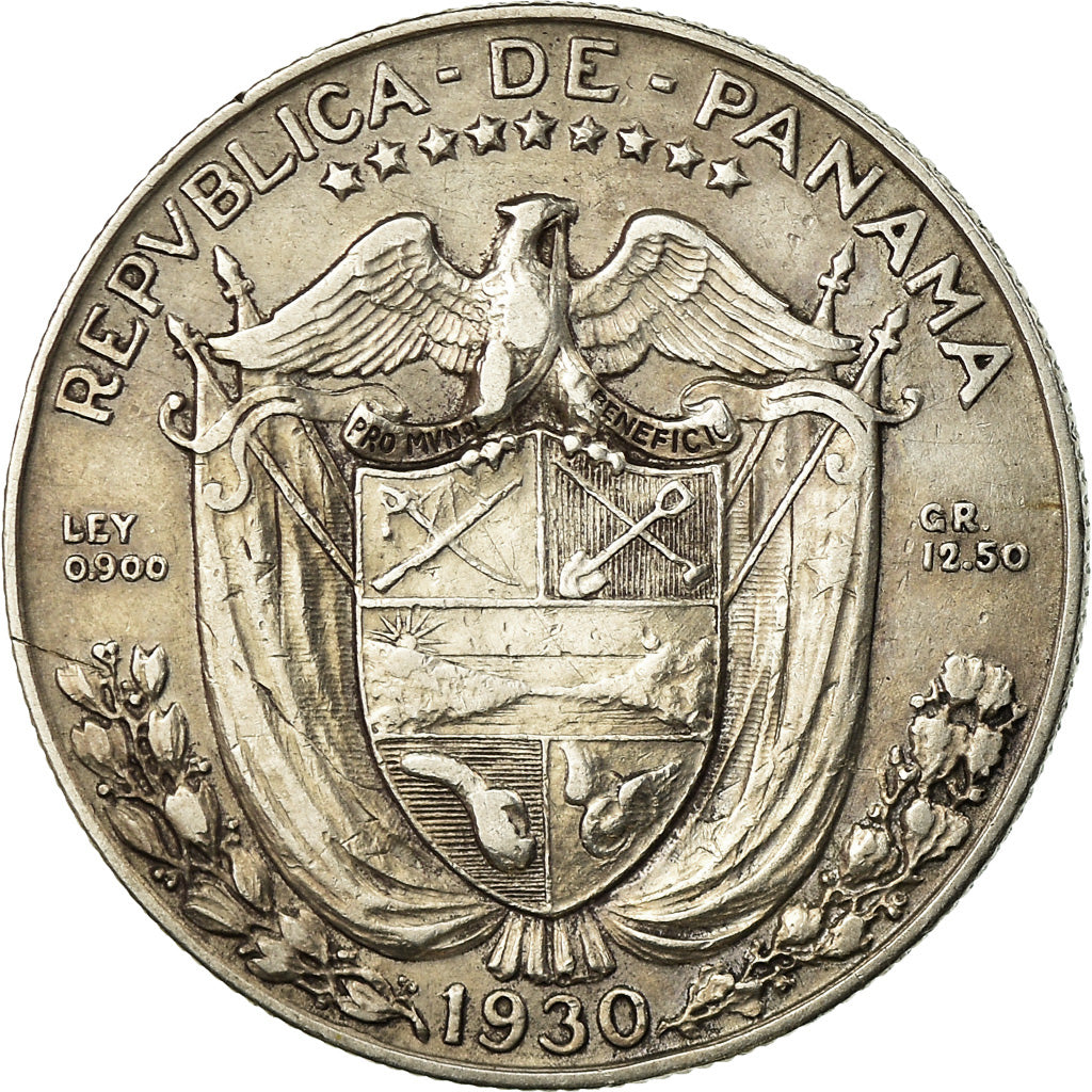 Coin, Panama, 1/2 Balboa, 1930, EF(40-45), Silver, KM:12.1
