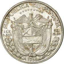Coin, Panama, 1/2 Balboa, 1953, AU(55-58), Silver, KM:20