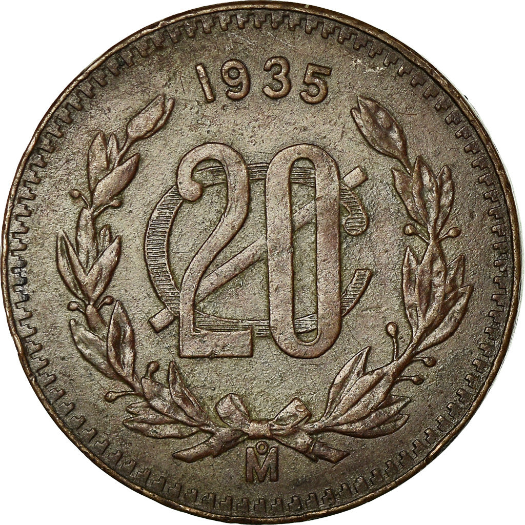 Moneta, Messico, 20 Centavos, 1935, Mexico City, BB+, Bronzo, KM:437