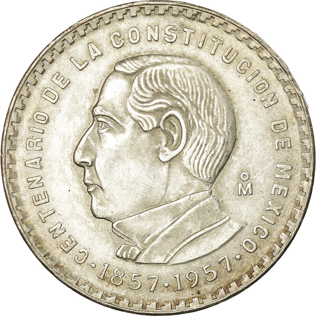 Coin, Mexico, 5 Pesos, 1957, Mexico City, AU(50-53), Silver, KM:470
